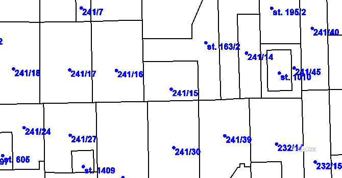 Parcela st. 241/15 v KÚ Horoměřice, Katastrální mapa