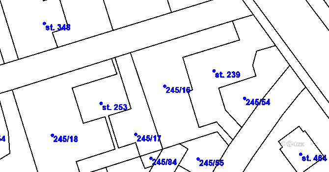 Parcela st. 245/16 v KÚ Horoměřice, Katastrální mapa