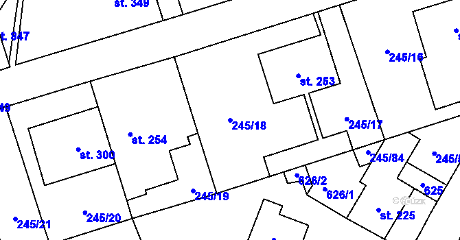 Parcela st. 245/18 v KÚ Horoměřice, Katastrální mapa