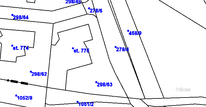 Parcela st. 278/7 v KÚ Horoměřice, Katastrální mapa