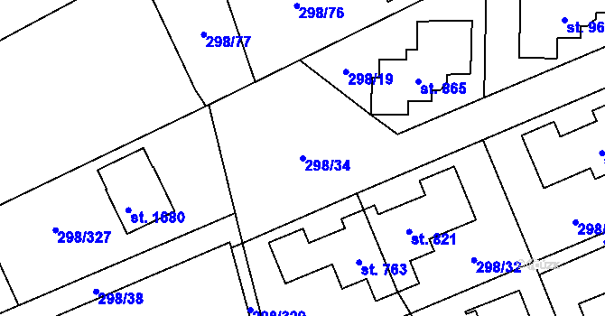 Parcela st. 298/34 v KÚ Horoměřice, Katastrální mapa