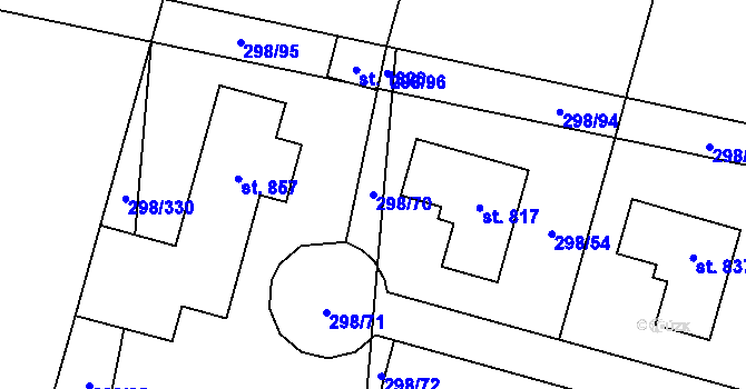 Parcela st. 298/70 v KÚ Horoměřice, Katastrální mapa