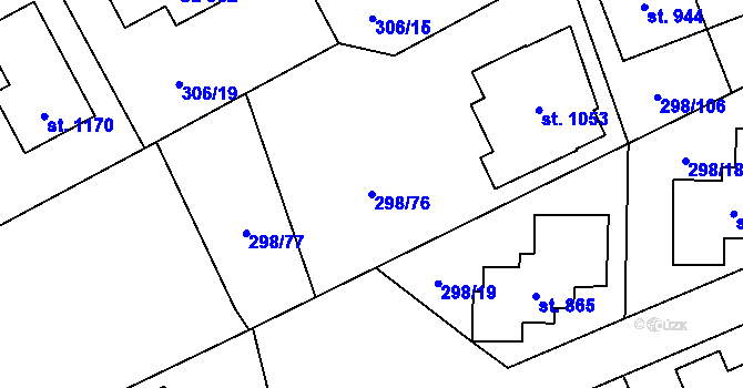 Parcela st. 298/76 v KÚ Horoměřice, Katastrální mapa