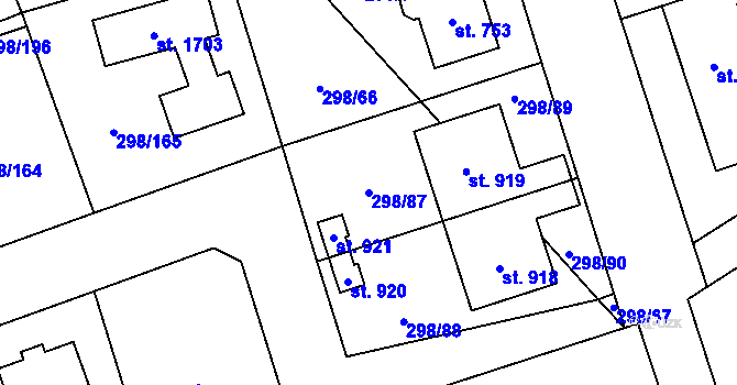 Parcela st. 298/87 v KÚ Horoměřice, Katastrální mapa