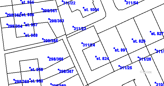 Parcela st. 311/24 v KÚ Horoměřice, Katastrální mapa