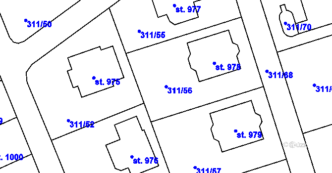 Parcela st. 311/56 v KÚ Horoměřice, Katastrální mapa
