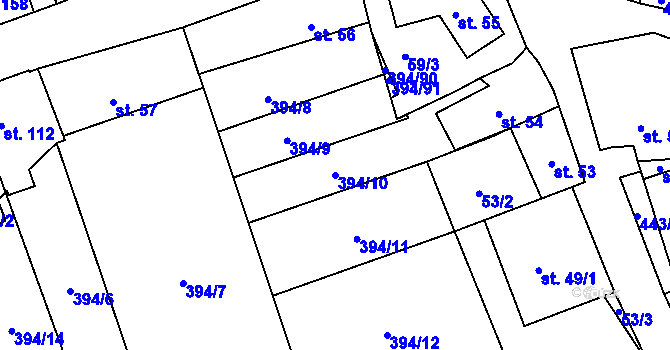 Parcela st. 394/10 v KÚ Horoměřice, Katastrální mapa