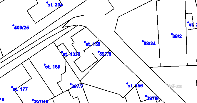 Parcela st. 397/5 v KÚ Horoměřice, Katastrální mapa
