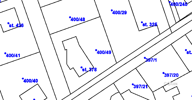 Parcela st. 400/49 v KÚ Horoměřice, Katastrální mapa