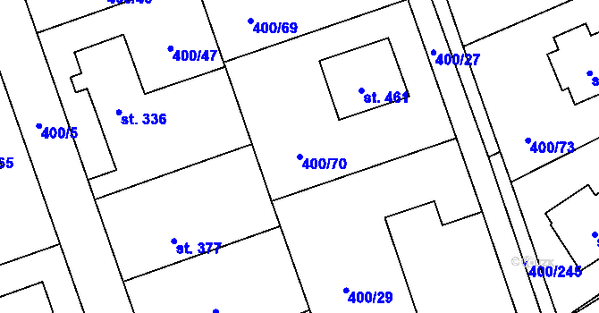Parcela st. 400/70 v KÚ Horoměřice, Katastrální mapa