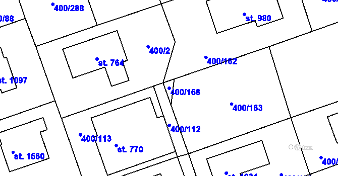 Parcela st. 400/168 v KÚ Horoměřice, Katastrální mapa