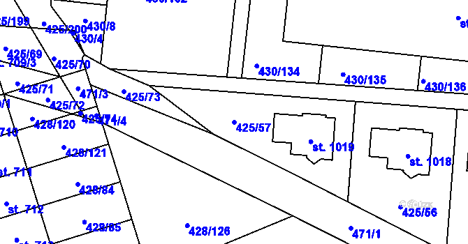 Parcela st. 425/57 v KÚ Horoměřice, Katastrální mapa
