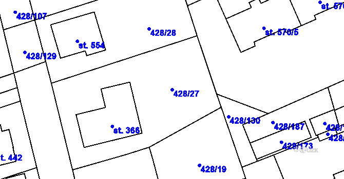 Parcela st. 428/27 v KÚ Horoměřice, Katastrální mapa