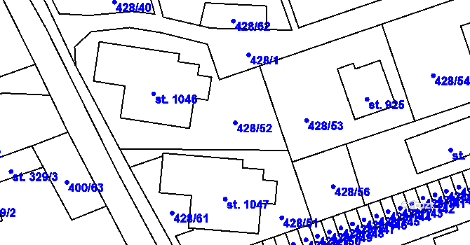 Parcela st. 428/52 v KÚ Horoměřice, Katastrální mapa