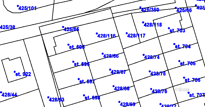 Parcela st. 428/66 v KÚ Horoměřice, Katastrální mapa