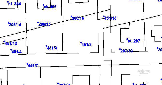 Parcela st. 451/2 v KÚ Horoměřice, Katastrální mapa