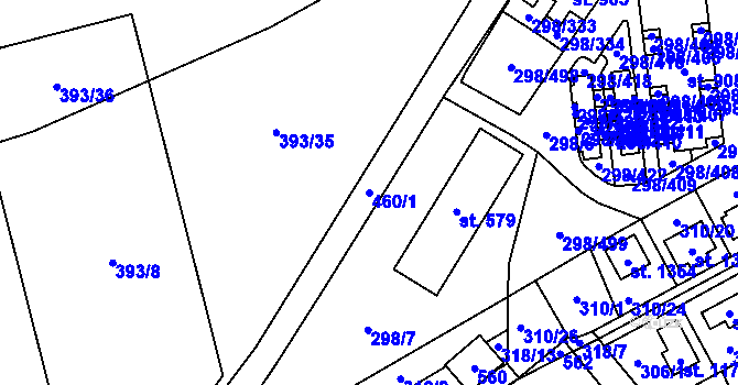 Parcela st. 460/1 v KÚ Horoměřice, Katastrální mapa