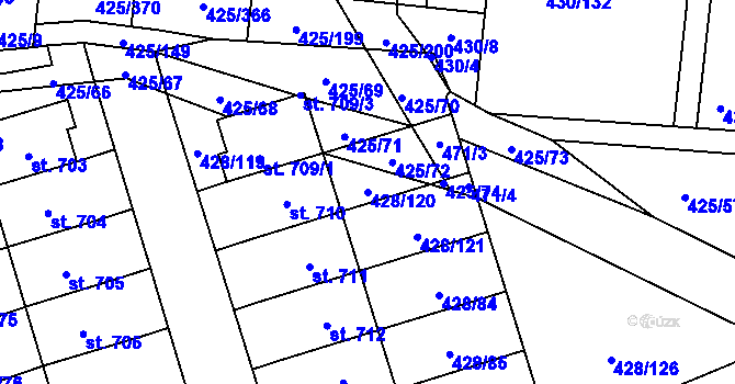 Parcela st. 428/120 v KÚ Horoměřice, Katastrální mapa