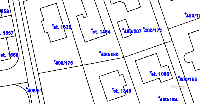 Parcela st. 400/180 v KÚ Horoměřice, Katastrální mapa