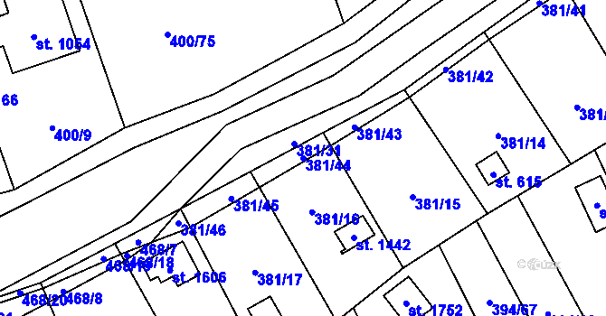 Parcela st. 381/44 v KÚ Horoměřice, Katastrální mapa