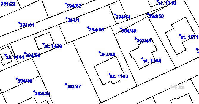 Parcela st. 393/48 v KÚ Horoměřice, Katastrální mapa
