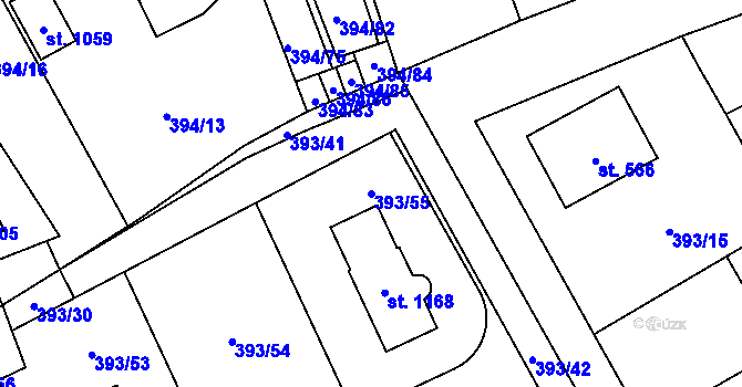 Parcela st. 393/55 v KÚ Horoměřice, Katastrální mapa