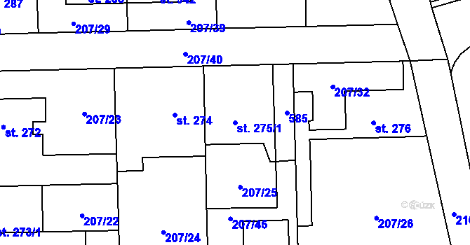 Parcela st. 275/1 v KÚ Horoměřice, Katastrální mapa
