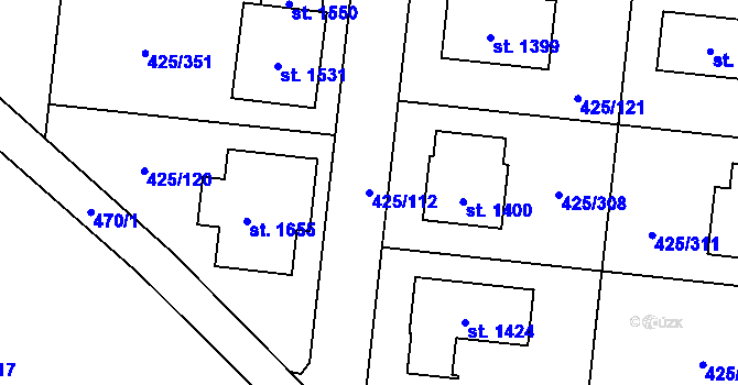 Parcela st. 425/112 v KÚ Horoměřice, Katastrální mapa