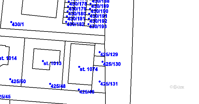 Parcela st. 425/129 v KÚ Horoměřice, Katastrální mapa