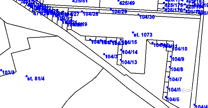 Parcela st. 104/3 v KÚ Horoměřice, Katastrální mapa