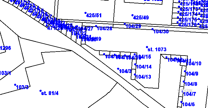 Parcela st. 104/18 v KÚ Horoměřice, Katastrální mapa