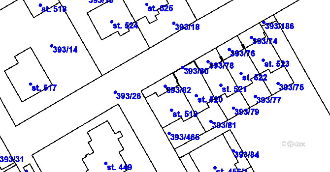 Parcela st. 393/82 v KÚ Horoměřice, Katastrální mapa
