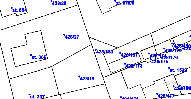Parcela st. 428/130 v KÚ Horoměřice, Katastrální mapa