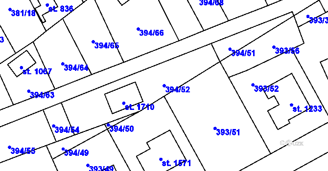 Parcela st. 394/52 v KÚ Horoměřice, Katastrální mapa