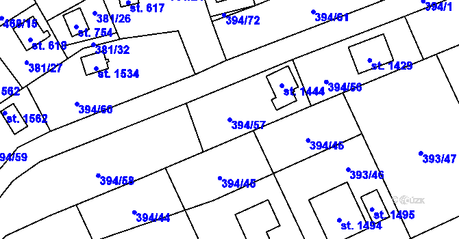 Parcela st. 394/57 v KÚ Horoměřice, Katastrální mapa