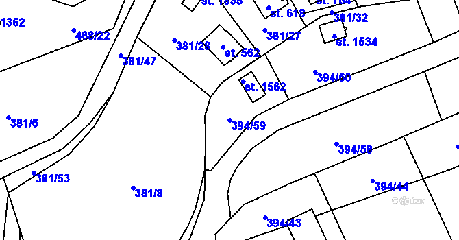 Parcela st. 394/59 v KÚ Horoměřice, Katastrální mapa