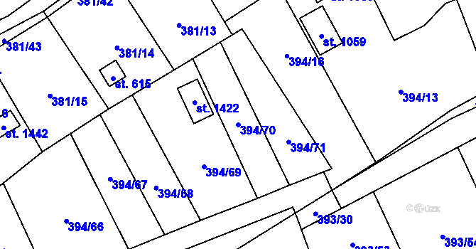 Parcela st. 394/70 v KÚ Horoměřice, Katastrální mapa
