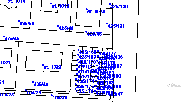 Parcela st. 425/177 v KÚ Horoměřice, Katastrální mapa