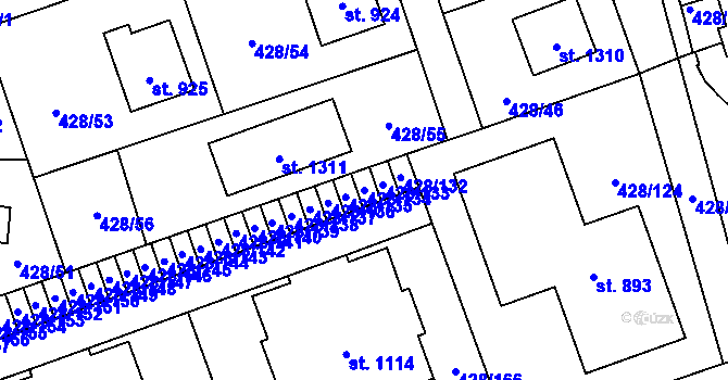 Parcela st. 428/134 v KÚ Horoměřice, Katastrální mapa