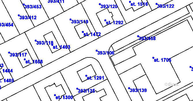 Parcela st. 393/106 v KÚ Horoměřice, Katastrální mapa