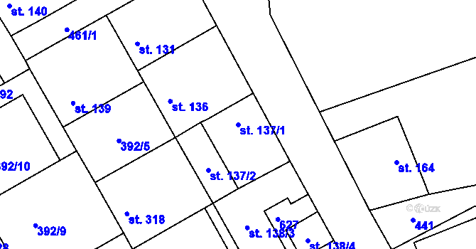 Parcela st. 137/1 v KÚ Horoměřice, Katastrální mapa