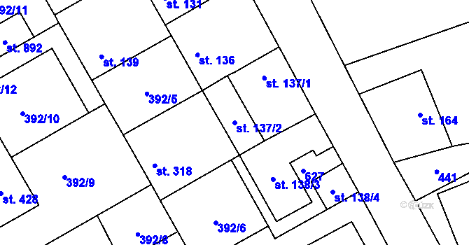 Parcela st. 137/2 v KÚ Horoměřice, Katastrální mapa