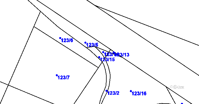 Parcela st. 123/5 v KÚ Horoměřice, Katastrální mapa