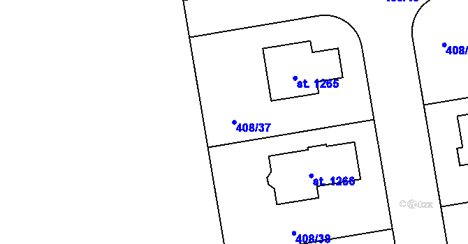 Parcela st. 408/37 v KÚ Horoměřice, Katastrální mapa