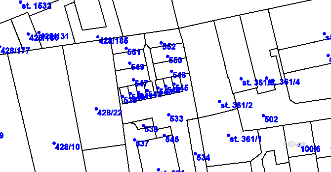 Parcela st. 544 v KÚ Horoměřice, Katastrální mapa