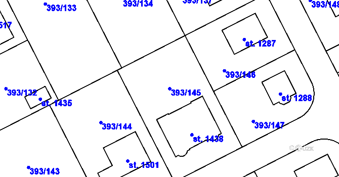 Parcela st. 393/145 v KÚ Horoměřice, Katastrální mapa