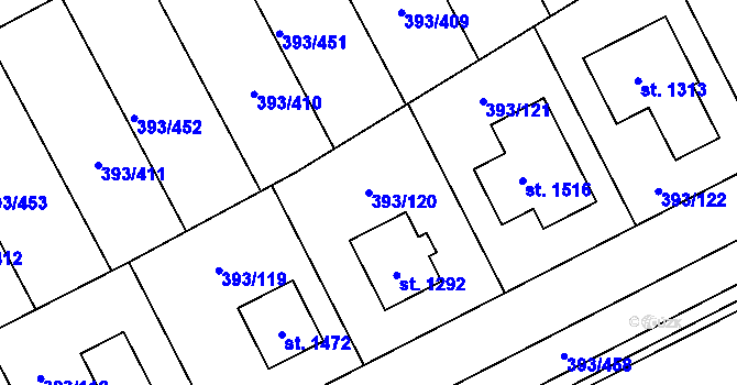 Parcela st. 393/120 v KÚ Horoměřice, Katastrální mapa
