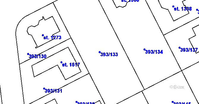 Parcela st. 393/133 v KÚ Horoměřice, Katastrální mapa