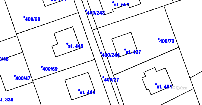 Parcela st. 400/244 v KÚ Horoměřice, Katastrální mapa