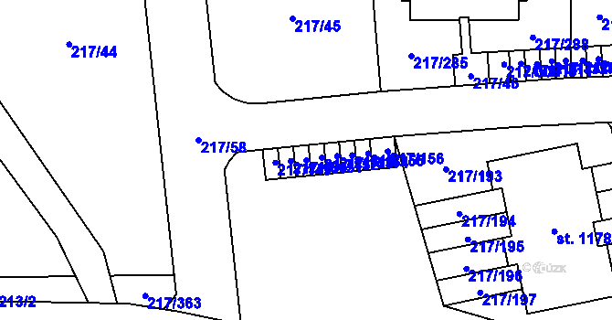 Parcela st. 217/151 v KÚ Horoměřice, Katastrální mapa